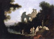 unknow artist Landscape,Ruins and Figure oil painting reproduction